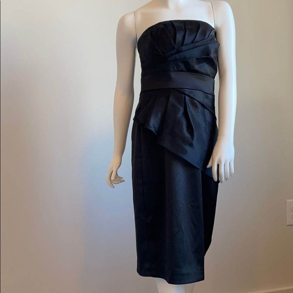 White House Black Market Black Ruched Strapless Dress Size 6
